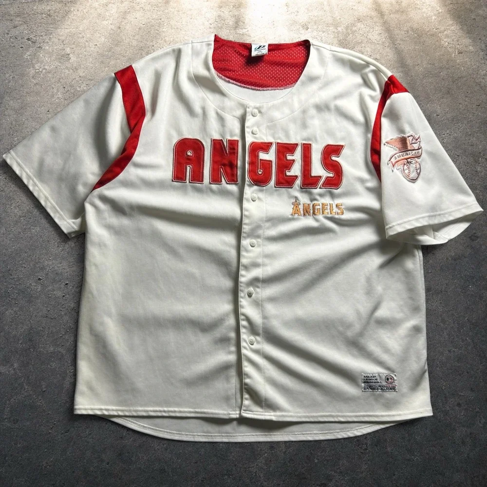 Dynasty Los Angeles Angels Baseball Jersey White Red Size 2XL Vintage